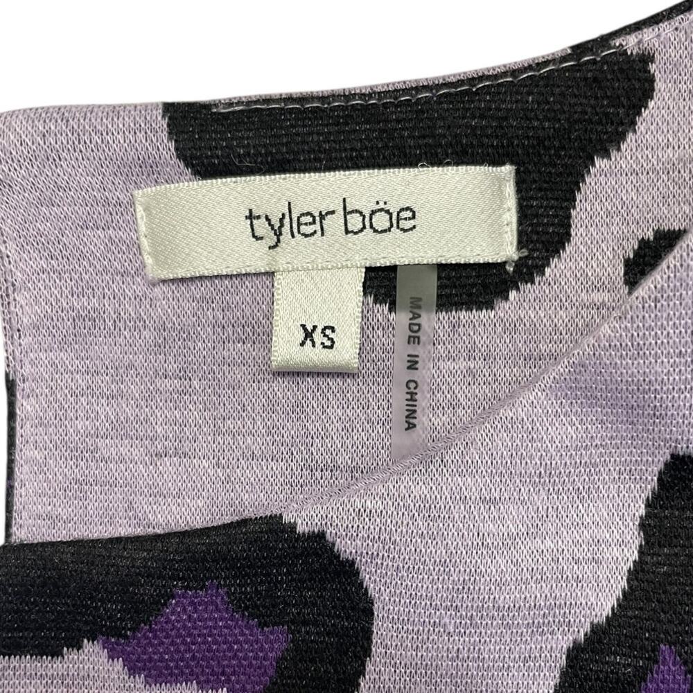 Tyler Boe Leopard Print Knit Top Bell Sleeves Purple Sz XS Preppy Modern Chic - Picture 9 of 10